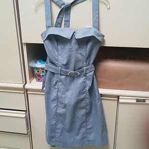 Pinup style halter dress with removable belt Large